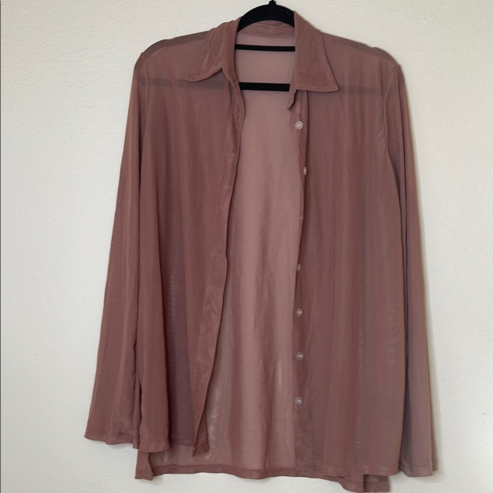 Brown Swim Coverup with Flowy Silhouette